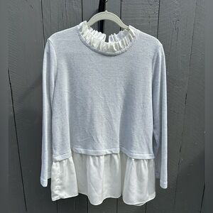 Beachlunchlounge Grey/White Blouse Top XL